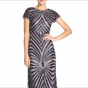 Donna Morgan Blue Sequins Gown